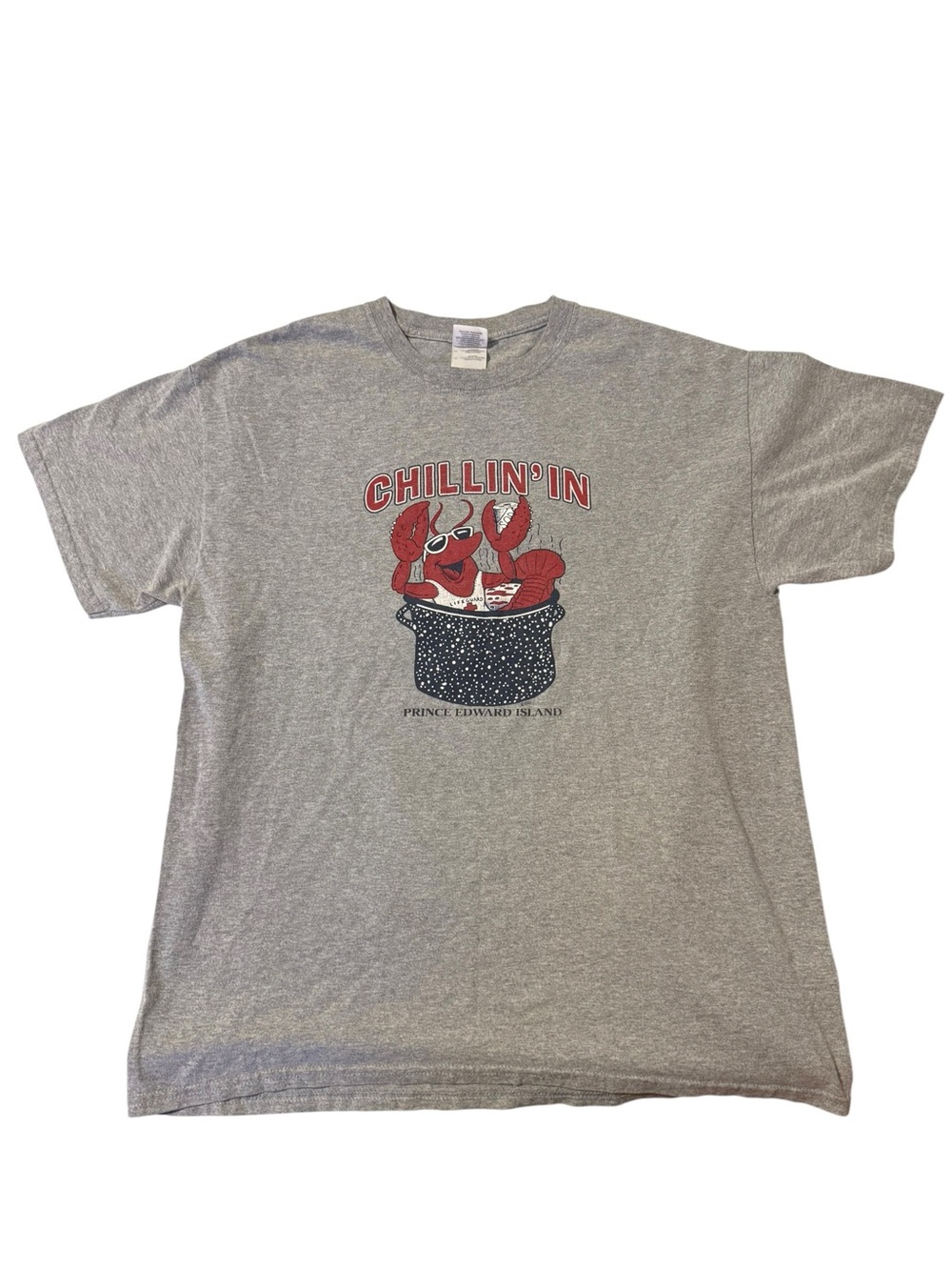Prince Edward Island PEI Lobster Graphic T-Shirt Men’s Large Gray